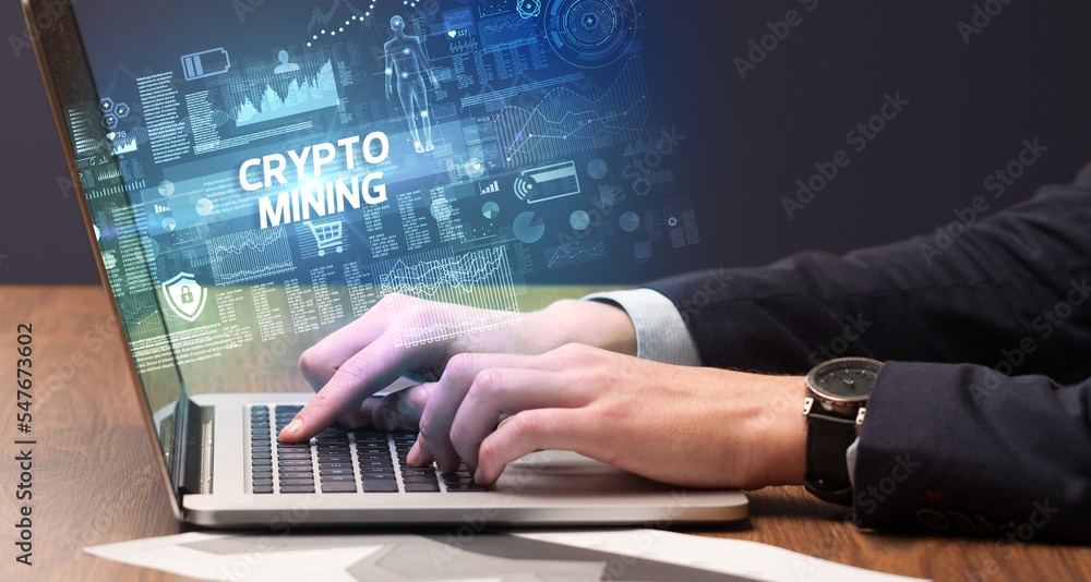 Businessman working on laptop concept Businessman working on laptop concept