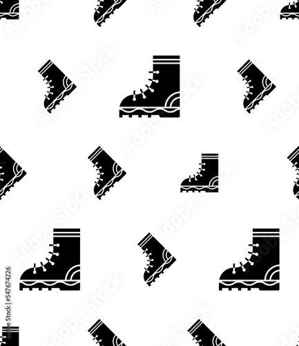Camping Boots Seamless Pattern, Hunting Hiking Protective Boots