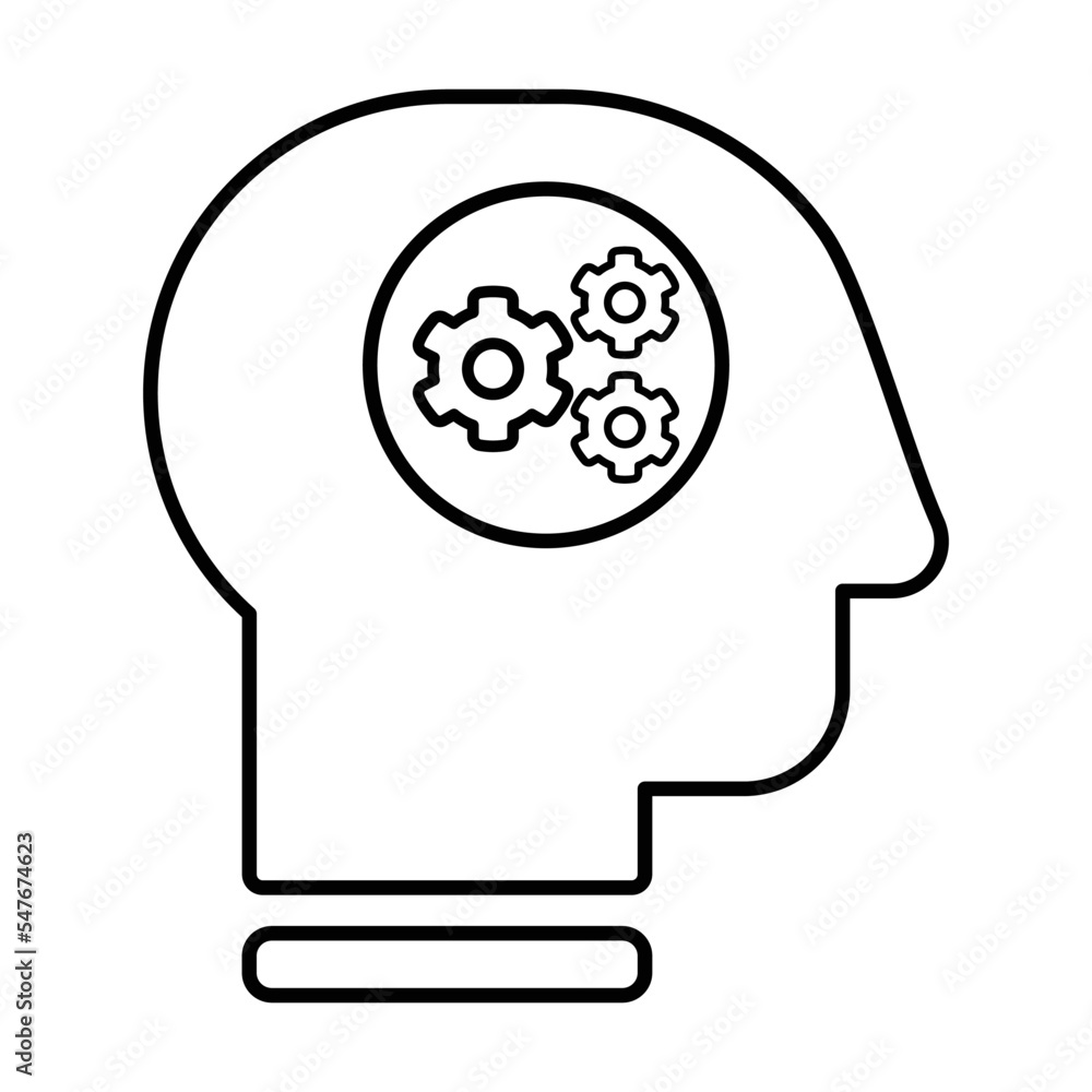 Head With Settings Icon in Line Style Head With Settings Icon in Line Style