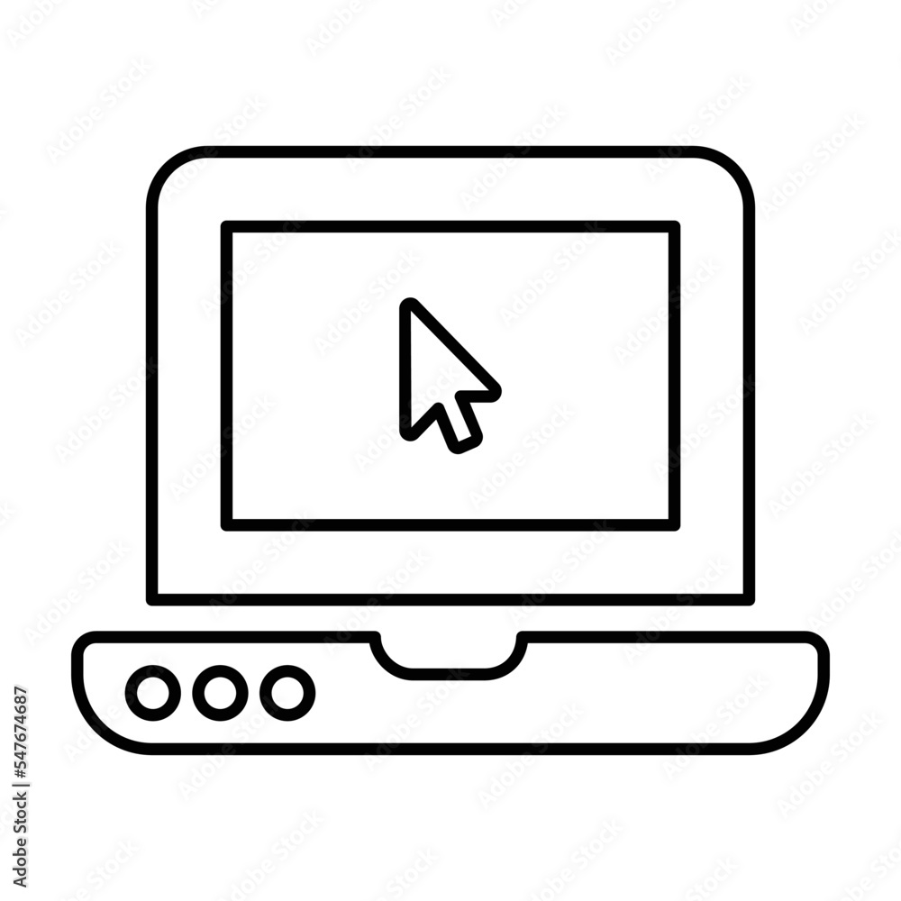 Laptop Mouse Cursor Icon in Line Style Laptop Mouse Cursor Icon in Line Style