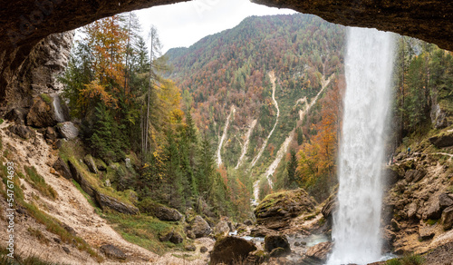 Below the scenic Pericnik waterfall in the Triglav National Park photo