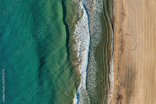 Top View of Beach in Oropesa del Mar, Valencia Community, Spain photo