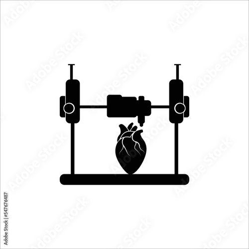 Heart organ 3d bioprinting technology icon