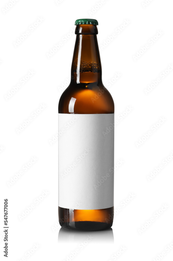 Brown glass bottle of beer isolated on white Brown glass bottle of beer isolated on white