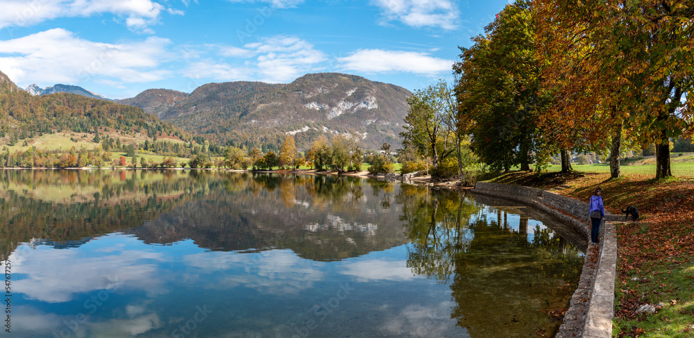 Scenic Lake Bohinj in the Triglav National Park, The Julian Alps in Slovenia