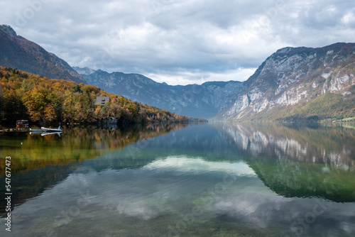 Scenic Lake Bohinj in the Triglav National Park, The Julian Alps in Slovenia