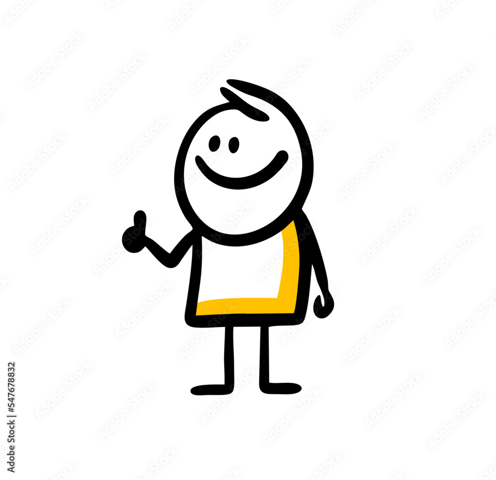 The funny character gives a thumbs up in approval and smiles. The funny character gives a thumbs up in approval and smiles.