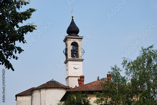 Il campanile della chiesa di Brinzio in provincia di Varese, Italia. photo