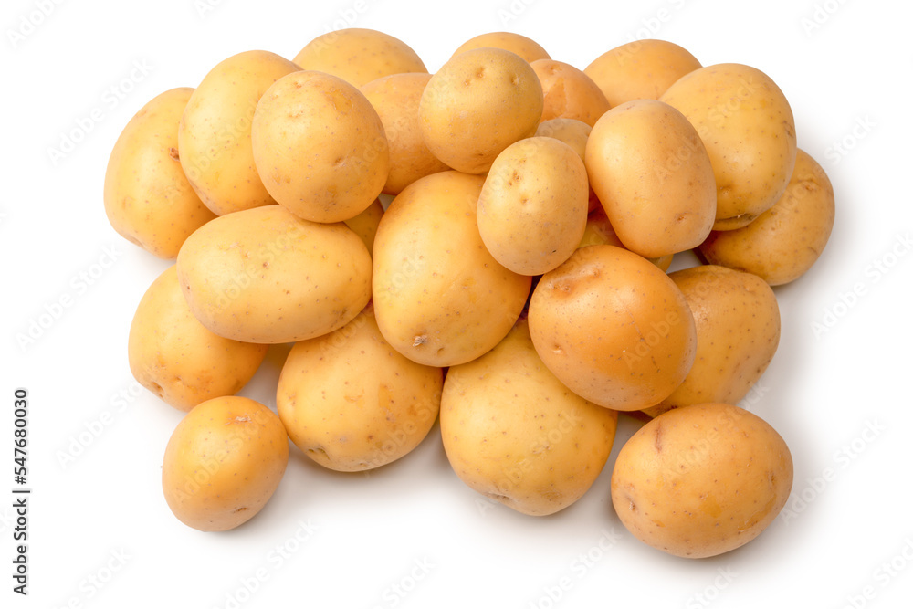 A group of fresh tasty potato isolated on white background. A group of fresh tasty potato isolated on white background.