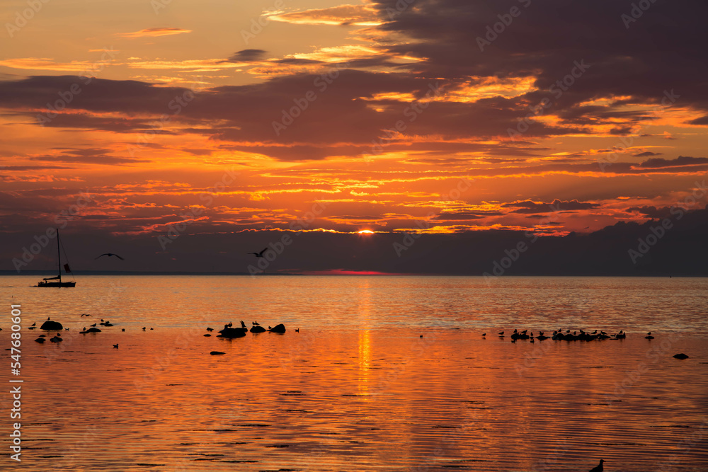 Sunset in sea