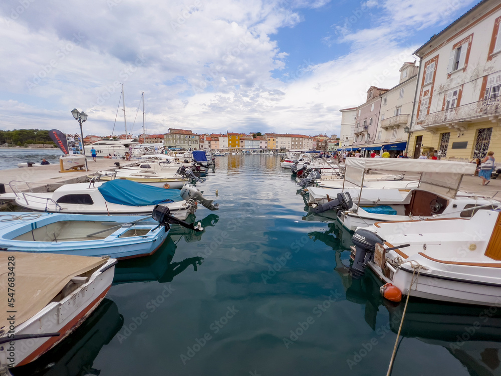 The motor boats in the town of Cres. Croatia.