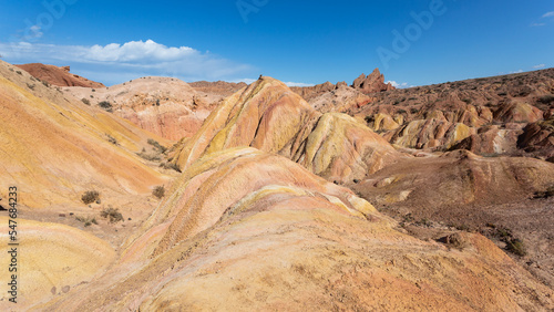 Fairytale canyon or Skazka Canyon, Natural park of colorful rocks near Issyk-Kul lake, Kyrgyzstan.