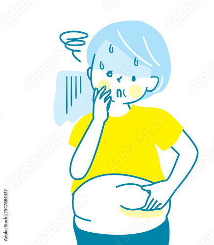 太ってショックを受けているシニア女性のベクターイラスト素材