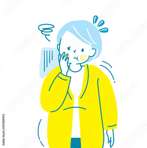 太ってショックを受けているシニア女性のベクターイラスト素材