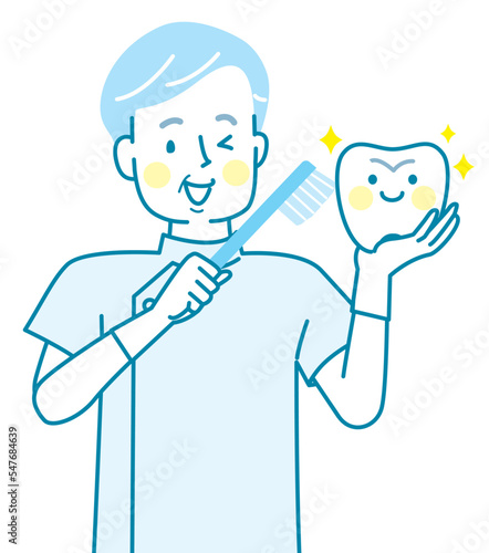 歯磨きの指導をする歯科医師のベクターイラスト素材