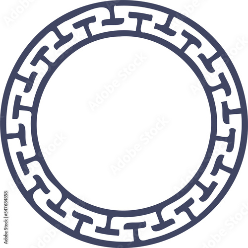 Circle Greek frame. Round meander border. Decoration elements pattern. 