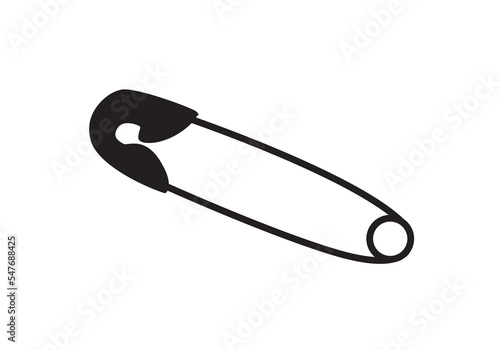 Safety pin vector isolated on white. Metal pin silhouette. photo