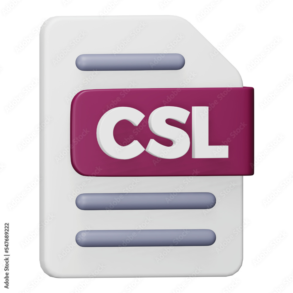 Csl file format 3d rendering isometric icon. Csl file format 3d rendering isometric icon.