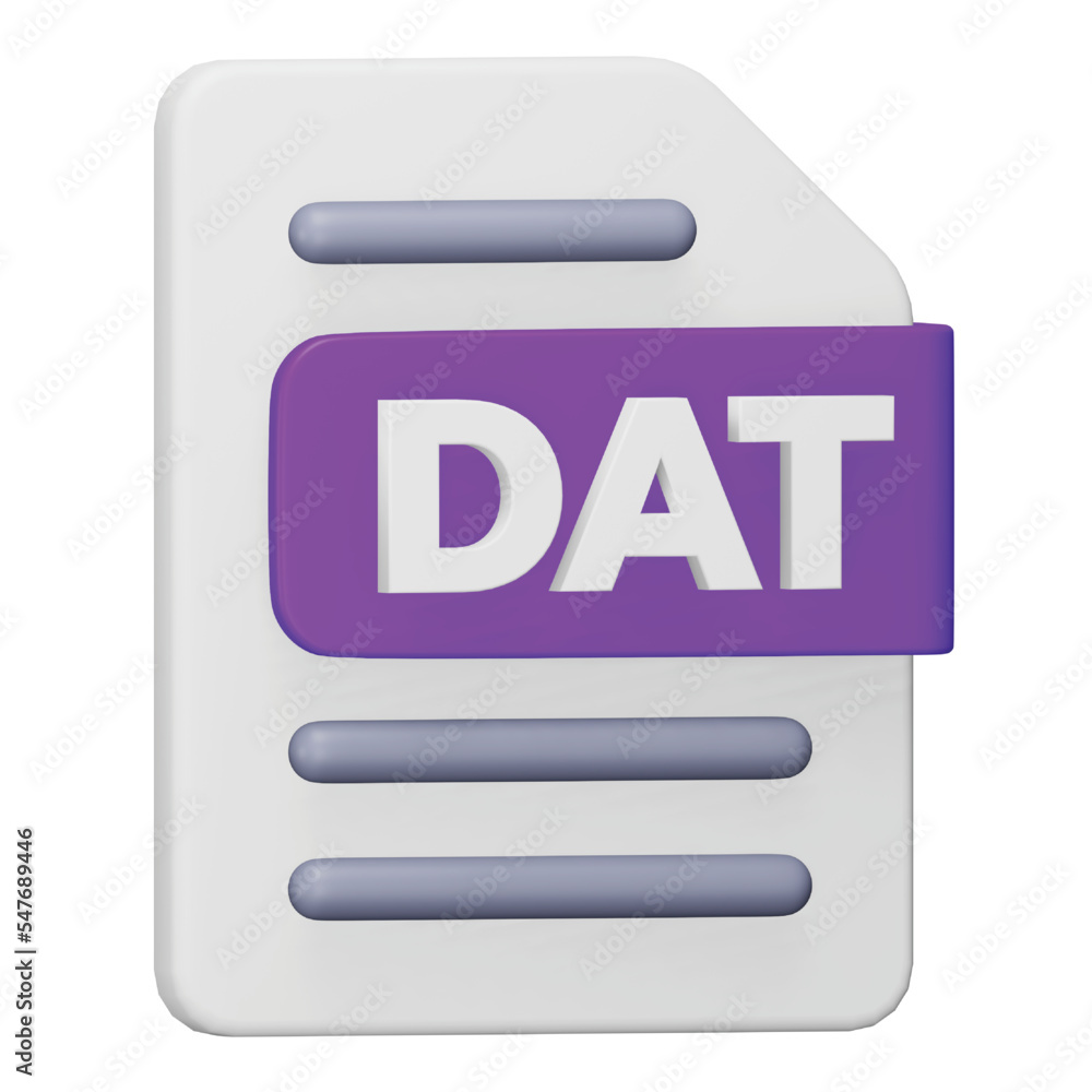 Dat file format 3d rendering isometric icon. Dat file format 3d rendering isometric icon.