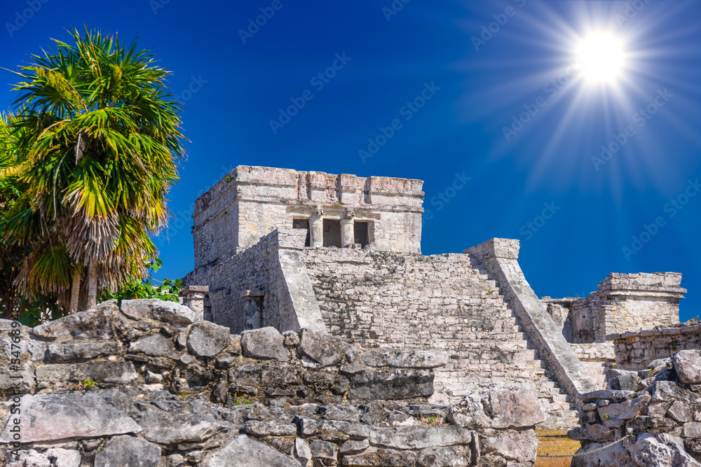 The castle, Mayan Ruins in Tulum, Riviera Maya, Yucatan, Caribbean Sea Mexico The castle, Mayan Ruins in Tulum, Riviera Maya, Yucatan, Caribbean Sea Mexico