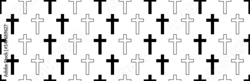 outline Silhouette Christian cross seamless pattern