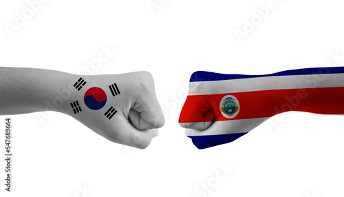 Costa Rica VS south korea hand flag Man hands patterned football world cup