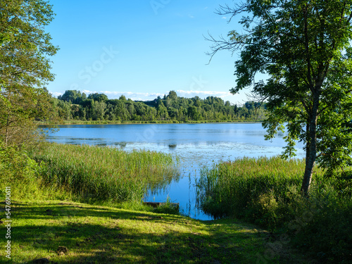 beautiful countryside lake in summer with reflections