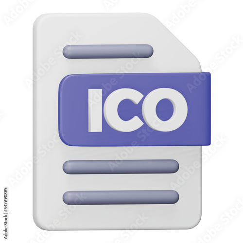 Ico file format 3d rendering isometric icon.