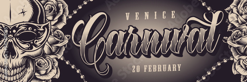 Venice Carnival banner vintage monochrome