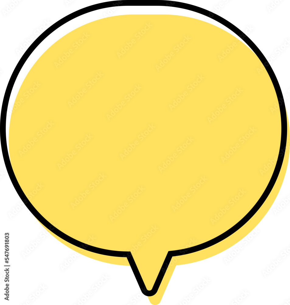 Cute yellow doodle speech bubble hand drawn for decoration Cute yellow doodle speech bubble hand drawn for decoration
