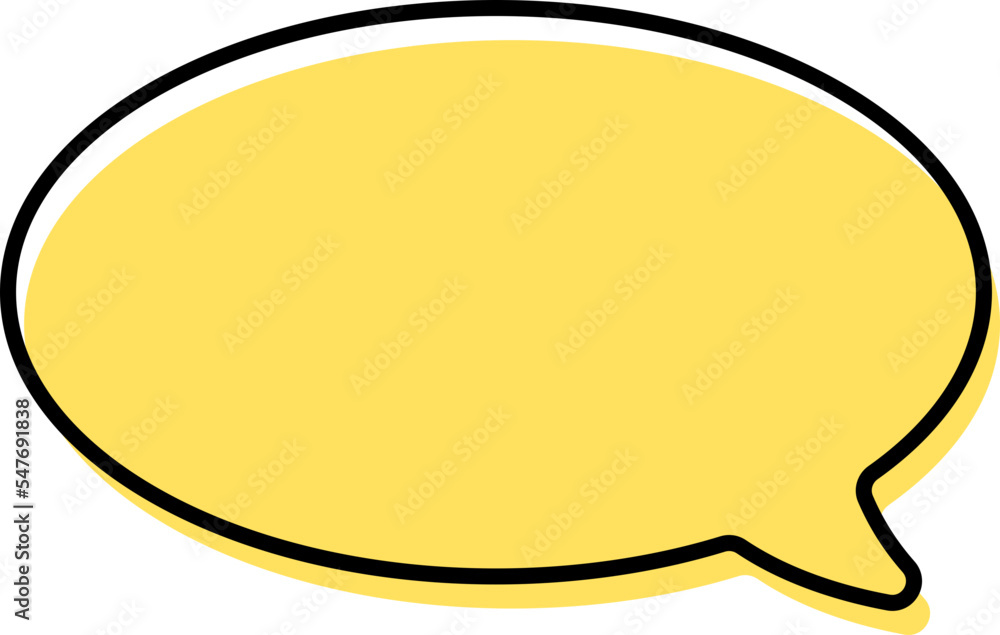 Cute yellow doodle speech bubble hand drawn for decoration Cute yellow doodle speech bubble hand drawn for decoration