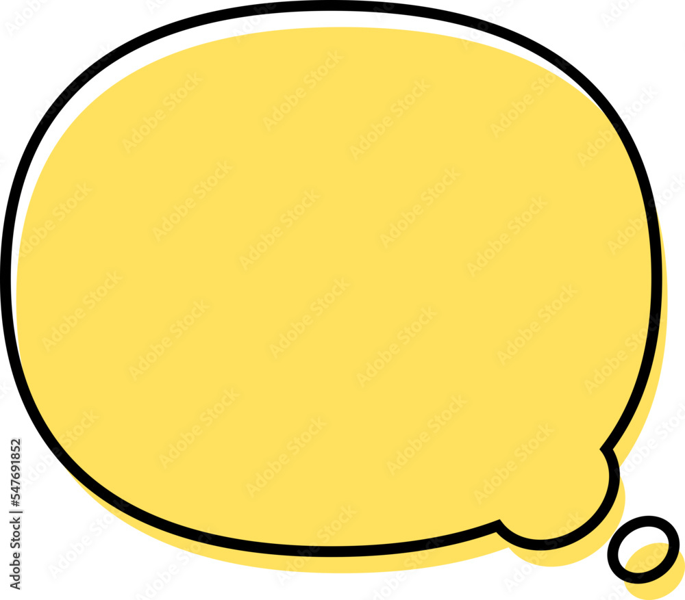 Cute yellow doodle speech bubble hand drawn for decoration Cute yellow doodle speech bubble hand drawn for decoration