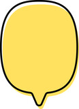 Cute yellow doodle speech bubble hand drawn for decoration