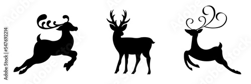 Isolated on a white background, a collection of reindeer christmas vector silhouettes