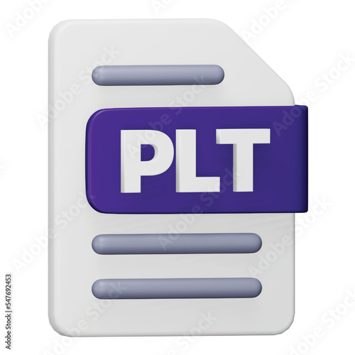 Plt file format 3d rendering isometric icon.