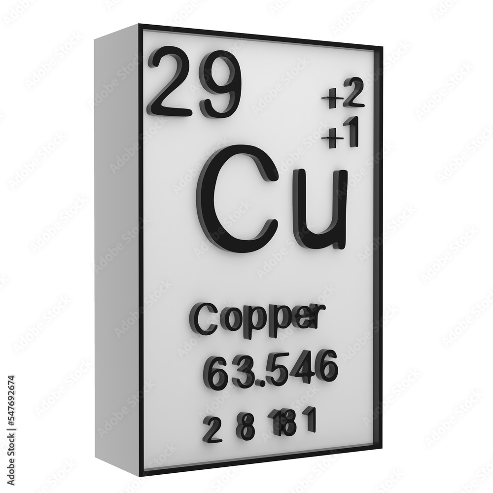 Copper,Phosphorus on the periodic table of the elements on white