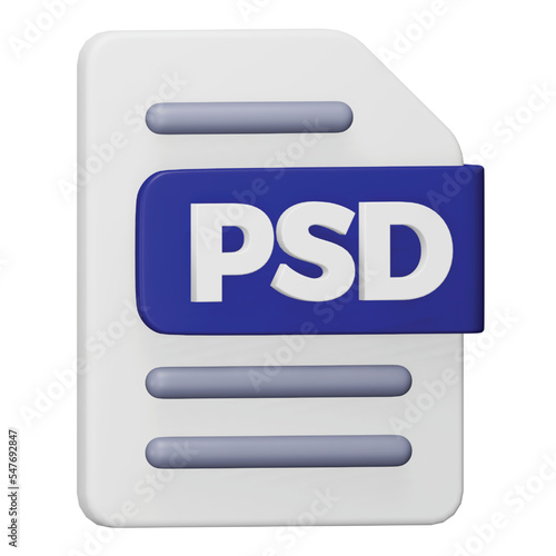 Psd file format 3d rendering isometric icon.