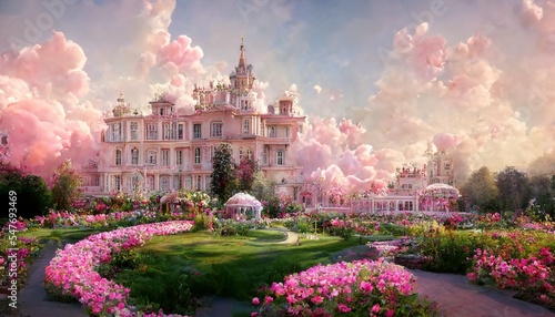 Fotografia Victorian-style royal palace that looks like it was from a fairy tale