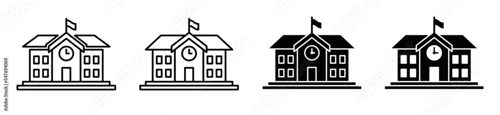 School building icon vector. College or university education building icon in flat and outline style. Schoolhouse, bank, offices, government buildings, symbol illustration School building icon vector. College or university education building icon in flat and outline style. Schoolhouse, bank, offices, government buildings, symbol illustration