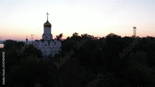 church in sunset dnipro 
Ukraine photo