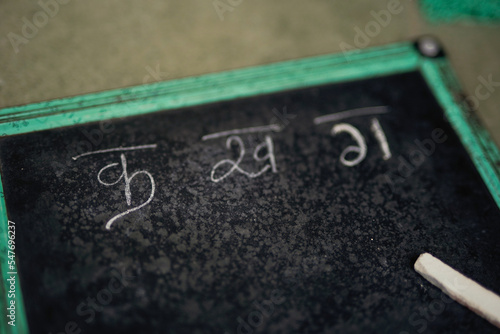 chalkboard on floor. writing concept
