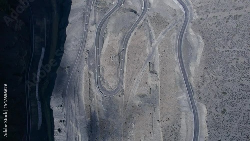 Aerial view of the long national highway in Luozha Canyon, Shannan City, Tibet photo