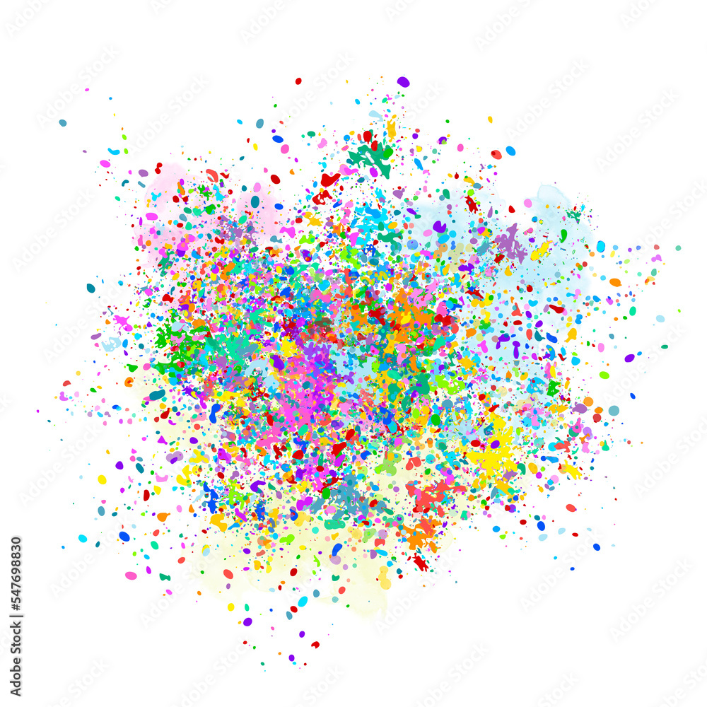 Multi-colored png background of colorful drops and splashes of paint.Holi Festival of Colors PNG Illustration