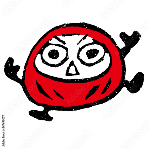 見栄を斬るポーズを決めるダルマ