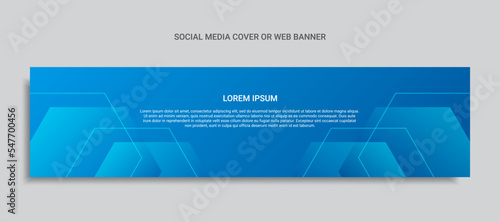 social media cover design or web banner with hexagon shape
