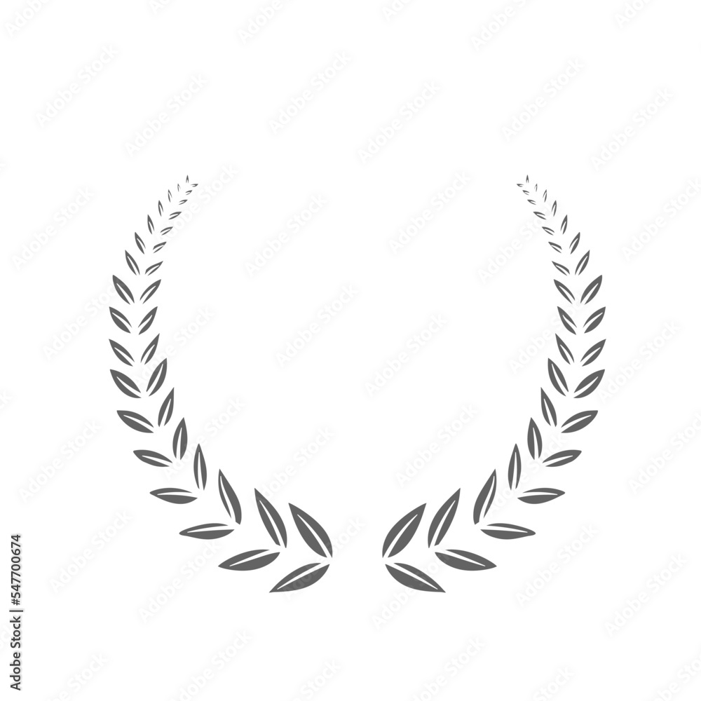 Award laurel wreath glyph icon vector illustration. Silhouette of Greek or Roman winners emblem of olive leaf, glory vintage frame with bay leaves of circle shape, round anniversary wreath decoration