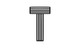 Vector Logo of Modern Alphabet Letter T, Parallel lines stylized rounded font