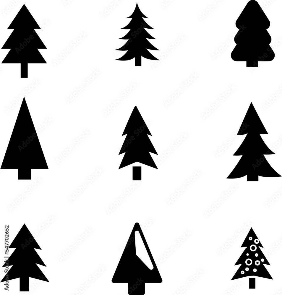Obraz premium Vector Christmas trees icons set on white background.eps