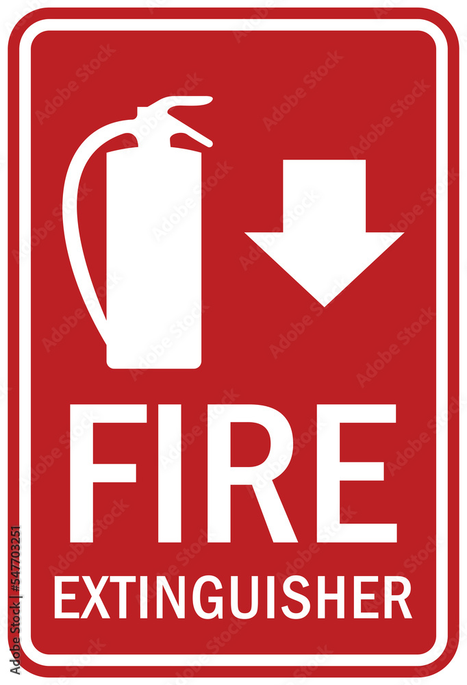 fire emergency fire extinguisher sign and label