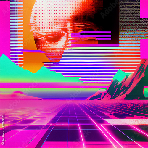 Wallpaper Mural Glitch art and synthwave abstraction. Acid and neon abstract background. Torontodigital.ca